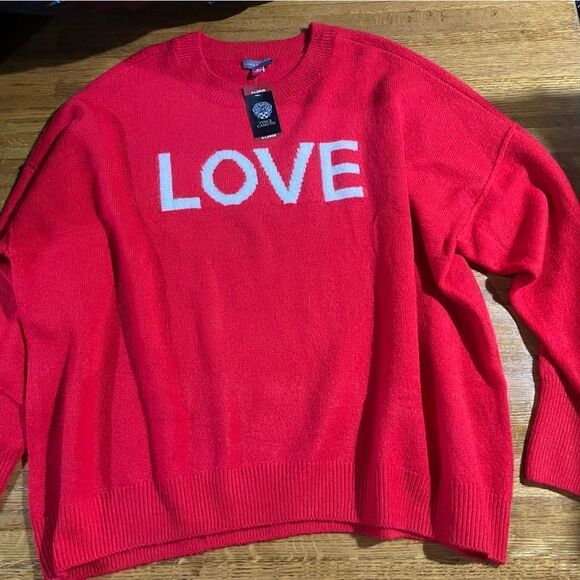 Vince Camuto Bright Cherry Red Love Sweater NWT - Picture 6 of 16